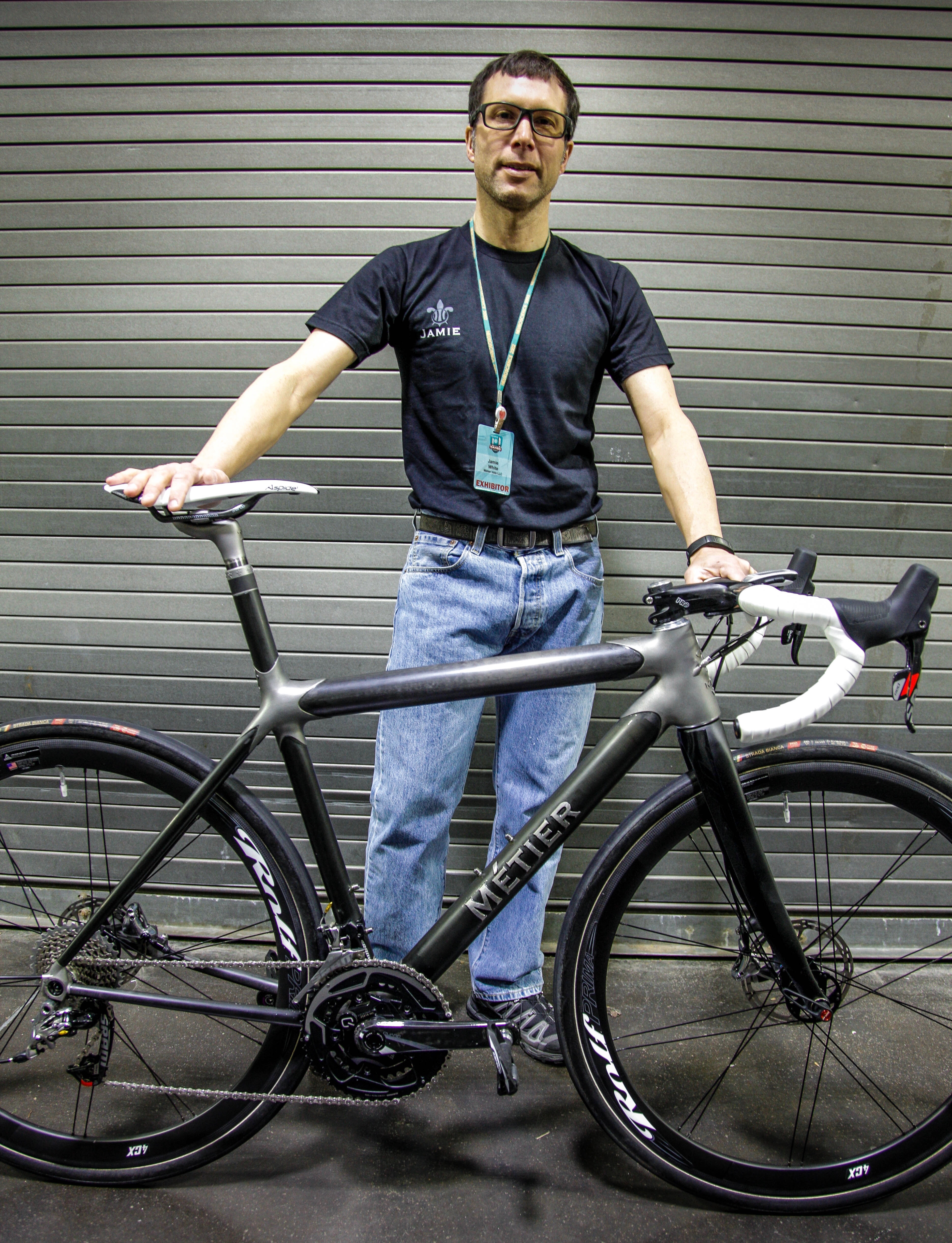 Jamie at NAHBS2016 with the Winter Training Bike.